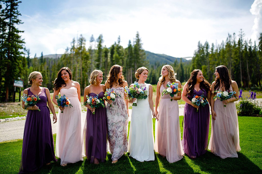 Colorado bride and bridesmaids with makeup and hair design by Beauty on Location Studio of Denver