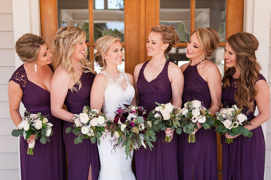 Colorado bride and her bridesmaids with makeup and hair design by Beauty on Location Studio of Denver